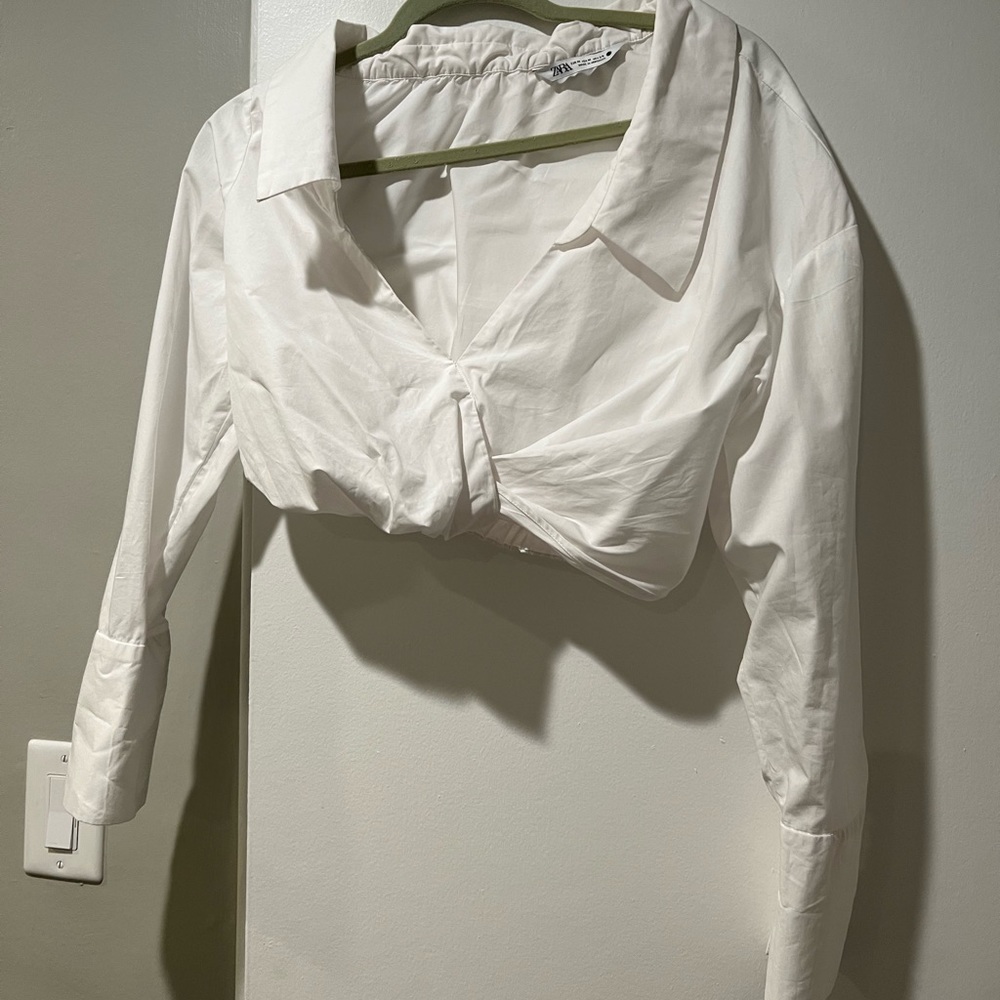 Zara Cropped Collared Top